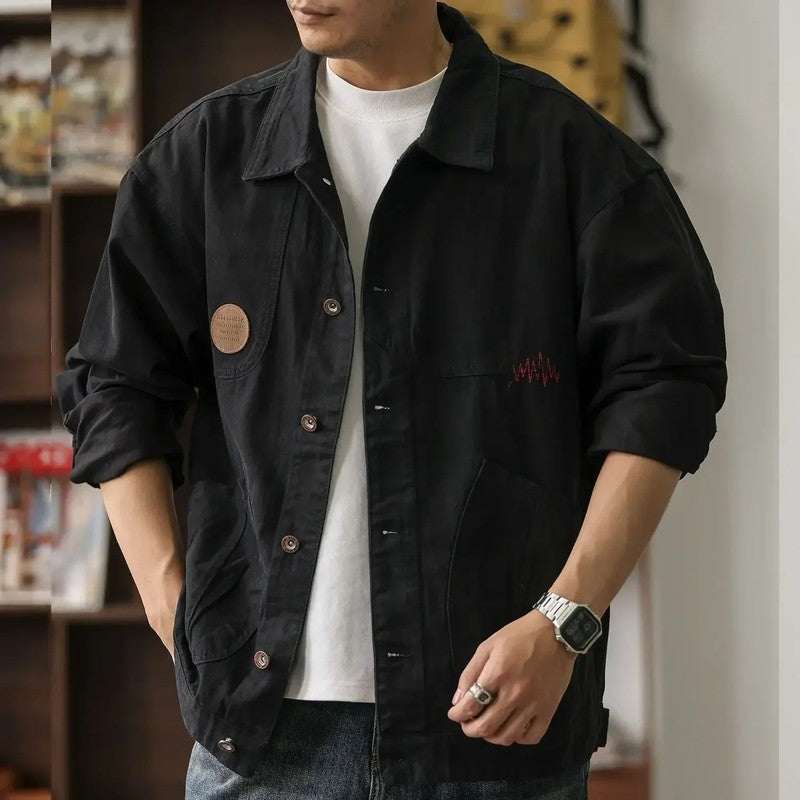 Orvane Relaxed Contrast Collar Denim Jacket