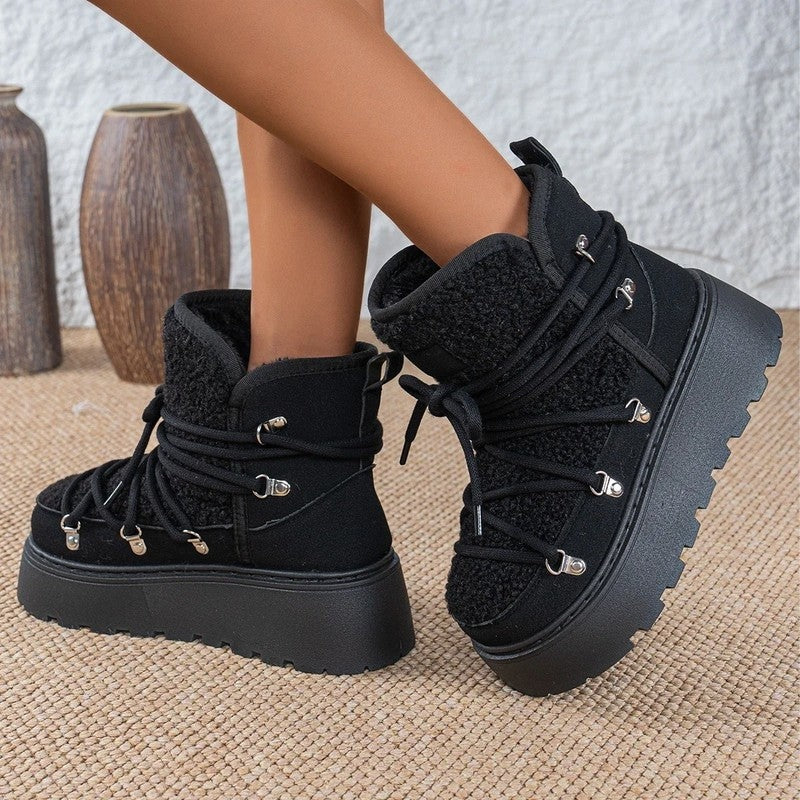 Palmer Platform Shearling Lace-Up Boots
