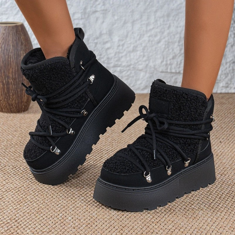 Palmer Platform Shearling Lace-Up Boots