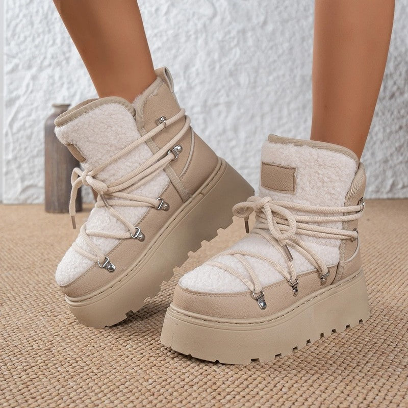 Palmer Platform Shearling Lace-Up Boots