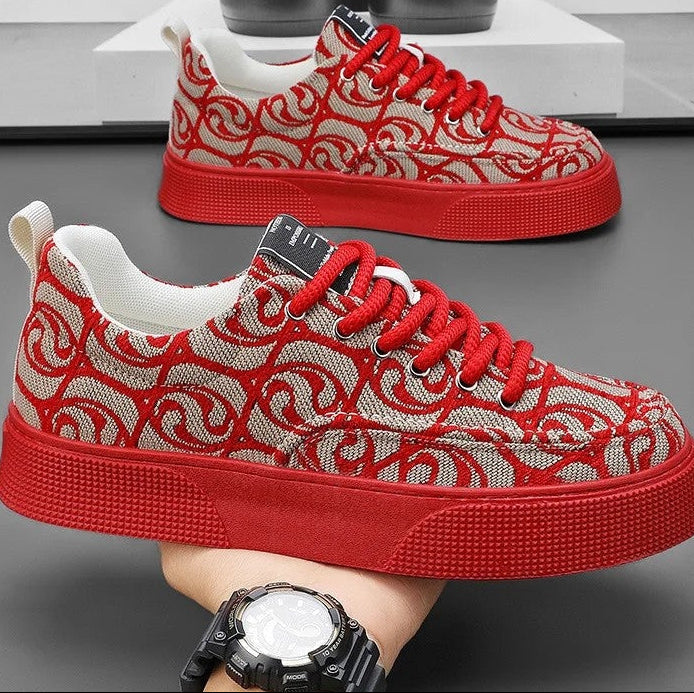 Paolo Men's Patterned Canvas Low Top Sneakers
