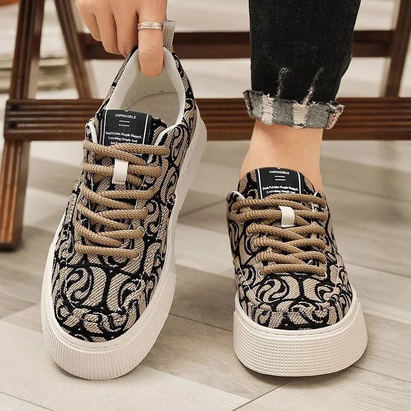 Paolo Men's Patterned Canvas Low Top Sneakers