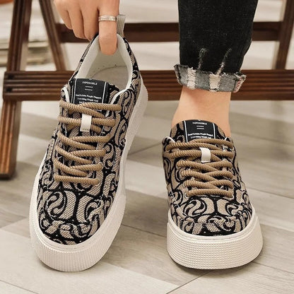 Paolo Men's Patterned Canvas Low Top Sneakers