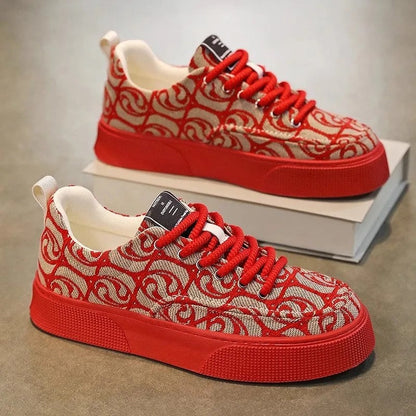 Paolo Men's Patterned Canvas Low Top Sneakers