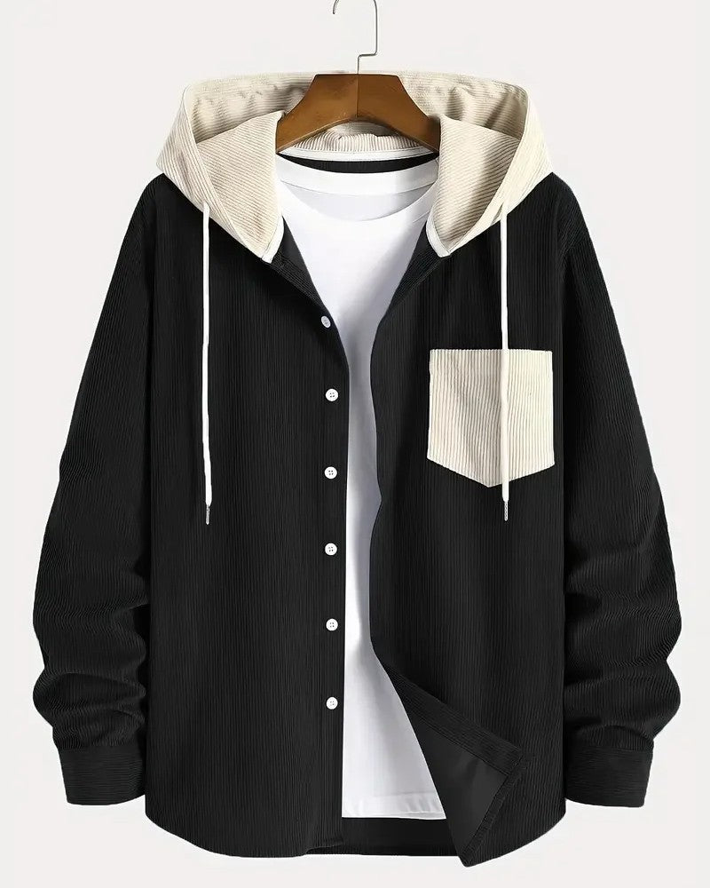 Philip Hooded Contrast Pocket Button-Up Shirt