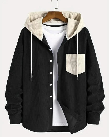 Philip Hooded Contrast Pocket Button-Up Shirt