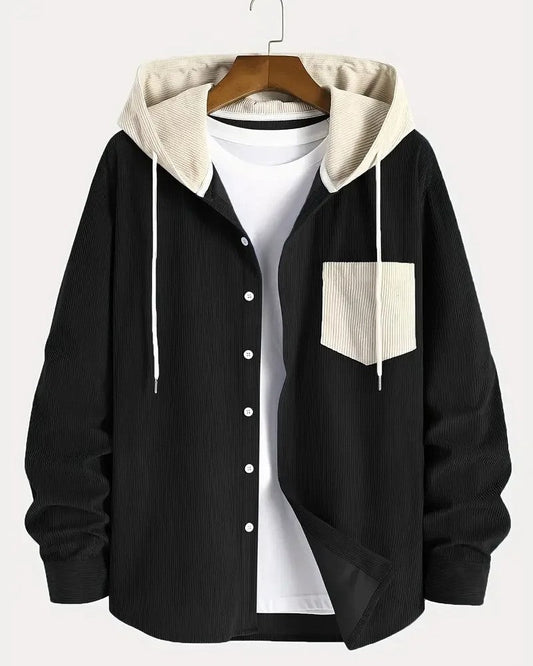 Philip Hooded Contrast Pocket Button-Up Shirt