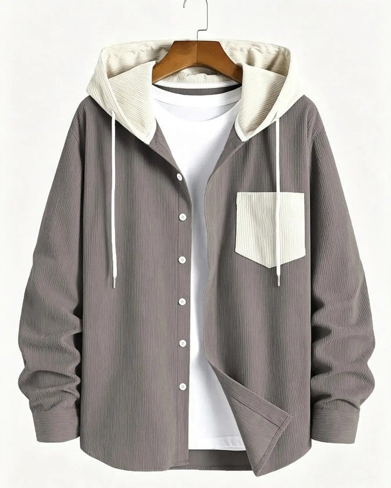 Philip Hooded Contrast Pocket Button-Up Shirt