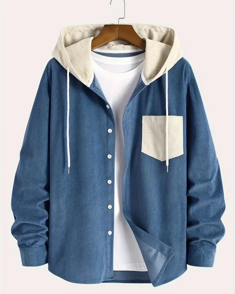 Philip Hooded Contrast Pocket Button-Up Shirt
