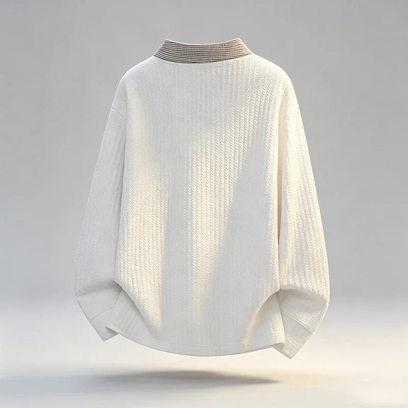 Lazino Relaxed Textured Knit Polo Sweater