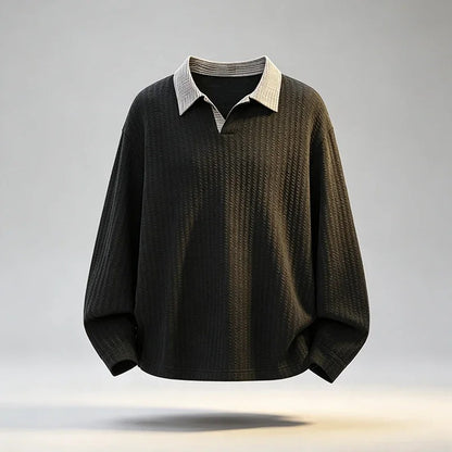 Lazino Relaxed Textured Knit Polo Sweater
