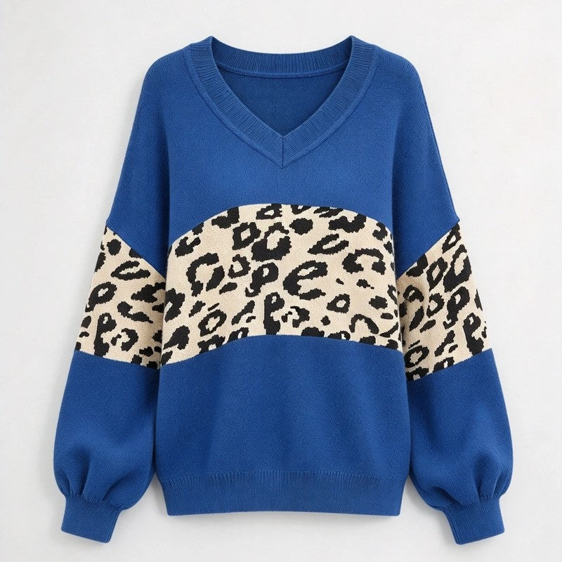 Quillon Relaxed Animal Print Knit Sweater