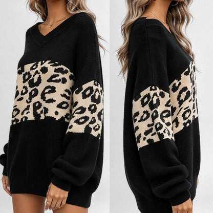 Quillon Relaxed Animal Print Knit Sweater