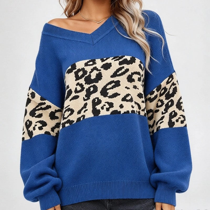 Quillon Relaxed Animal Print Knit Sweater