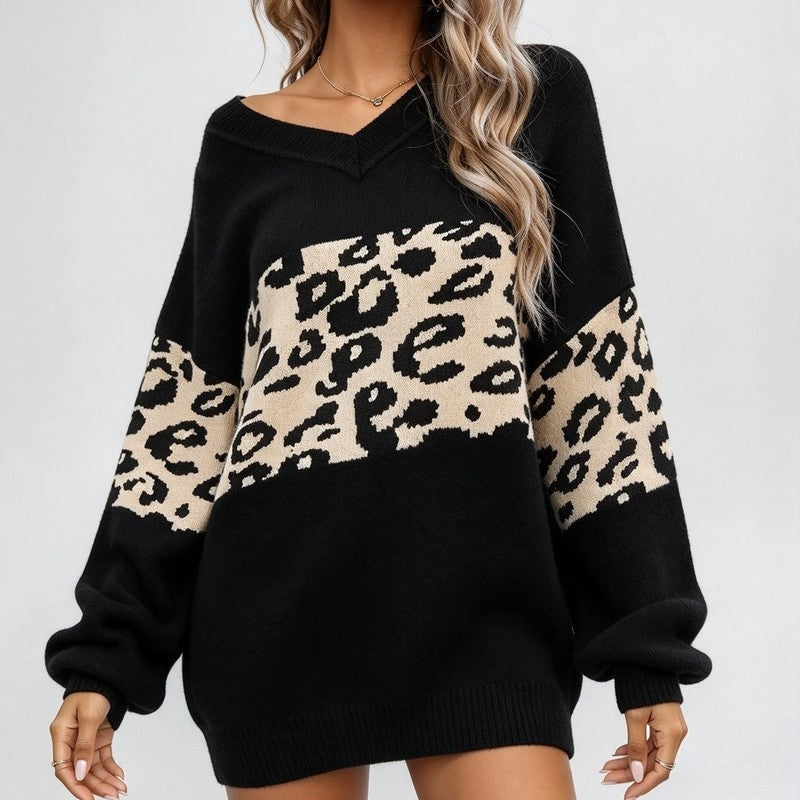 Quillon Relaxed Animal Print Knit Sweater