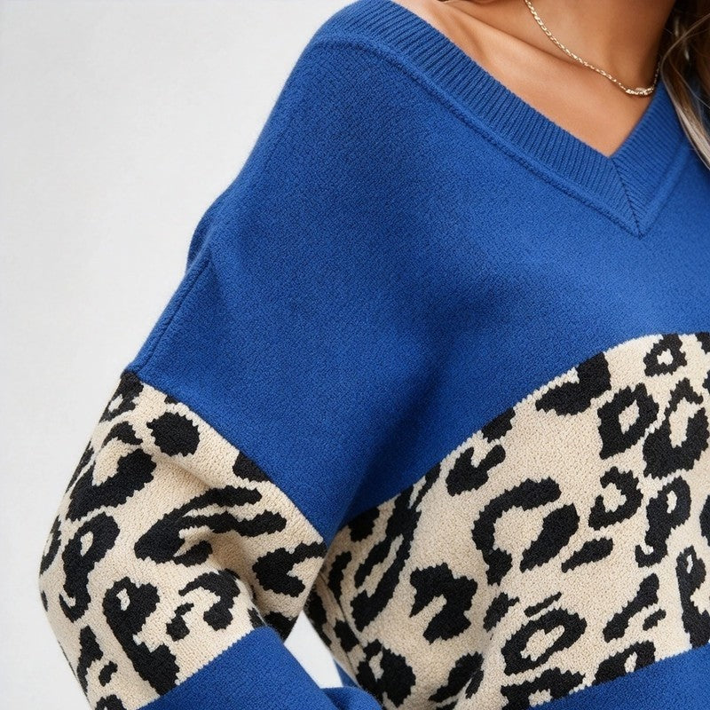 Quillon Relaxed Animal Print Knit Sweater