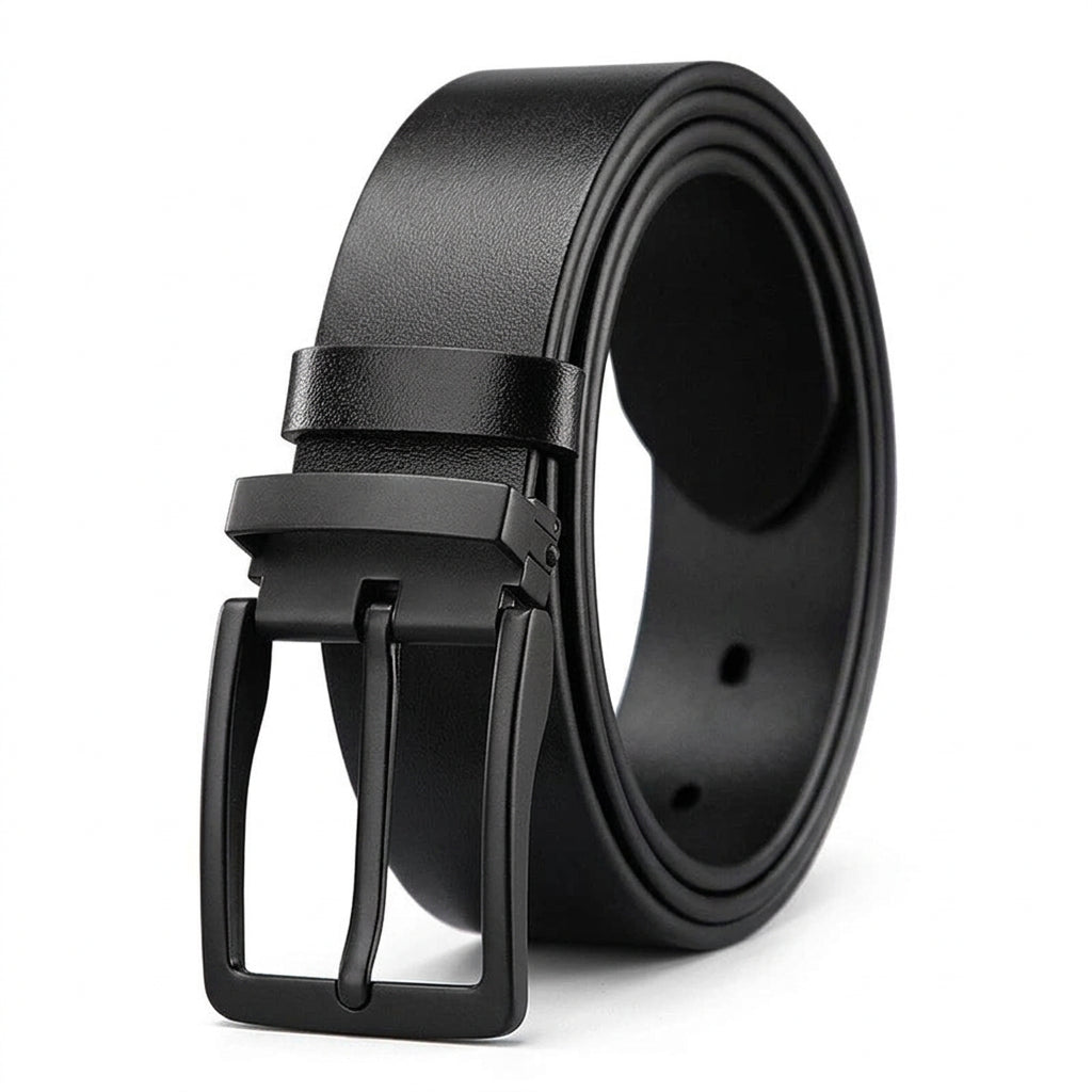 Rafael Men's Matte Black Leather Dress Belt