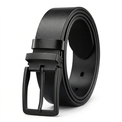 Rafael Men's Matte Black Leather Dress Belt