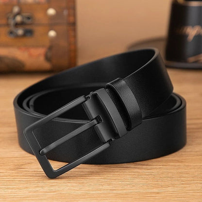 Rafael Men's Matte Black Leather Dress Belt