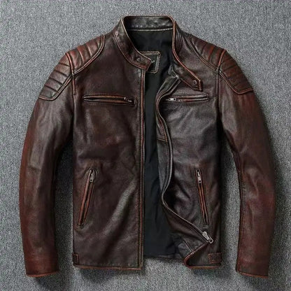 Ravino Moto Quilted Leather Jacket