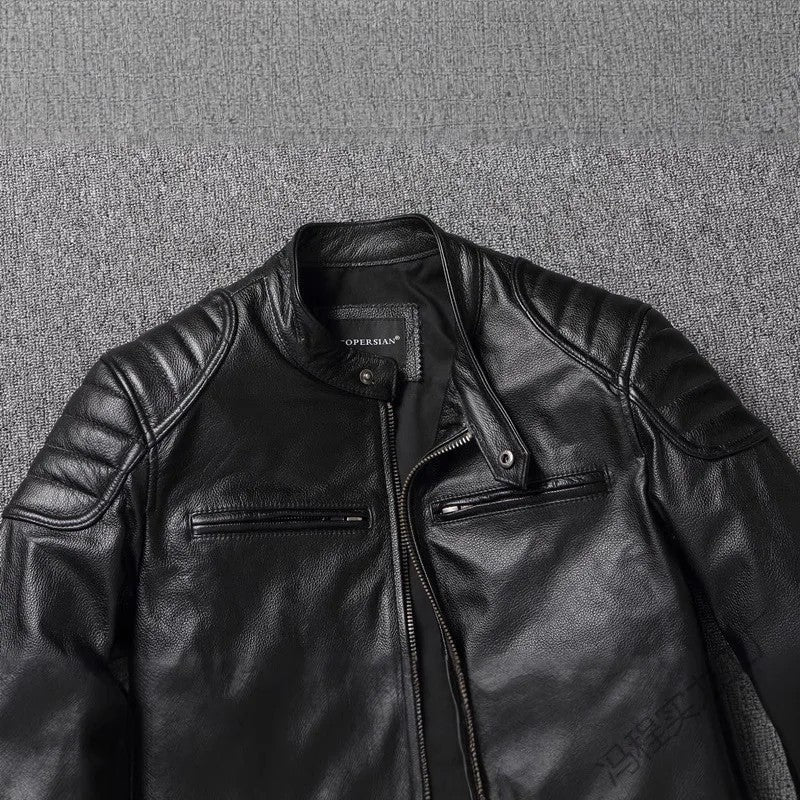 Ravino Moto Quilted Leather Jacket