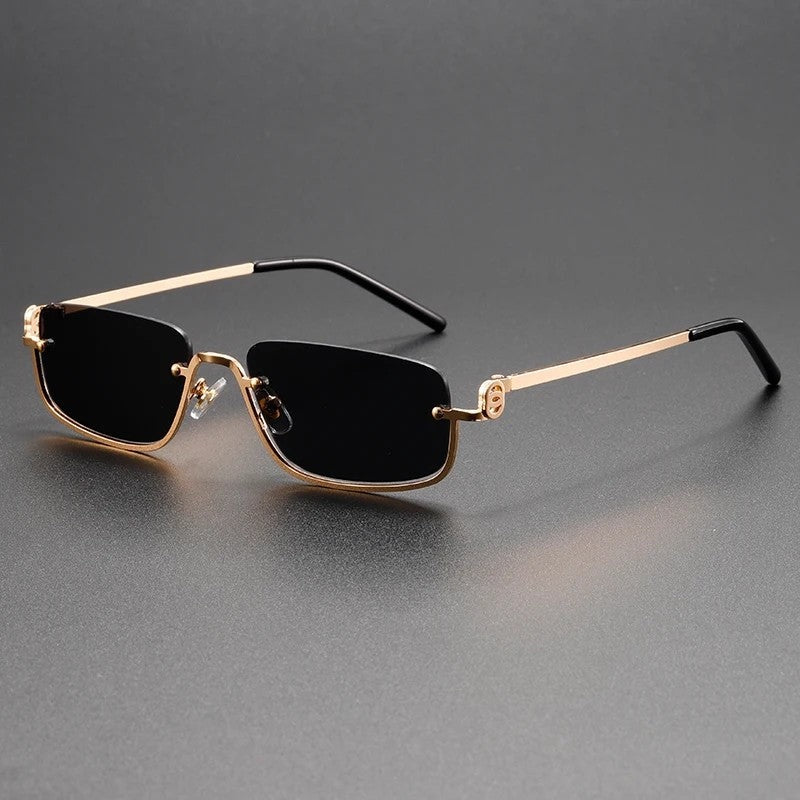 Renzo Rectangular Metal Frame Sunglasses