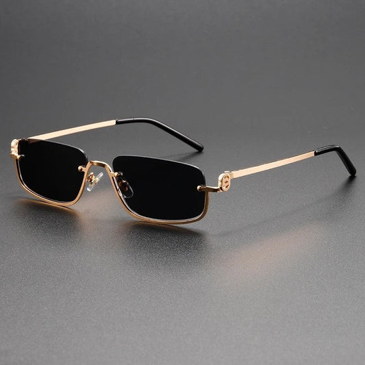 Renzo Rectangular Metal Frame Sunglasses