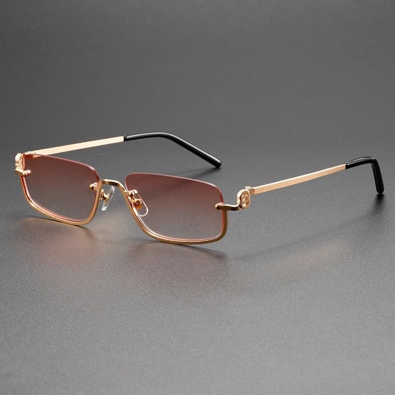 Renzo Rectangular Metal Frame Sunglasses
