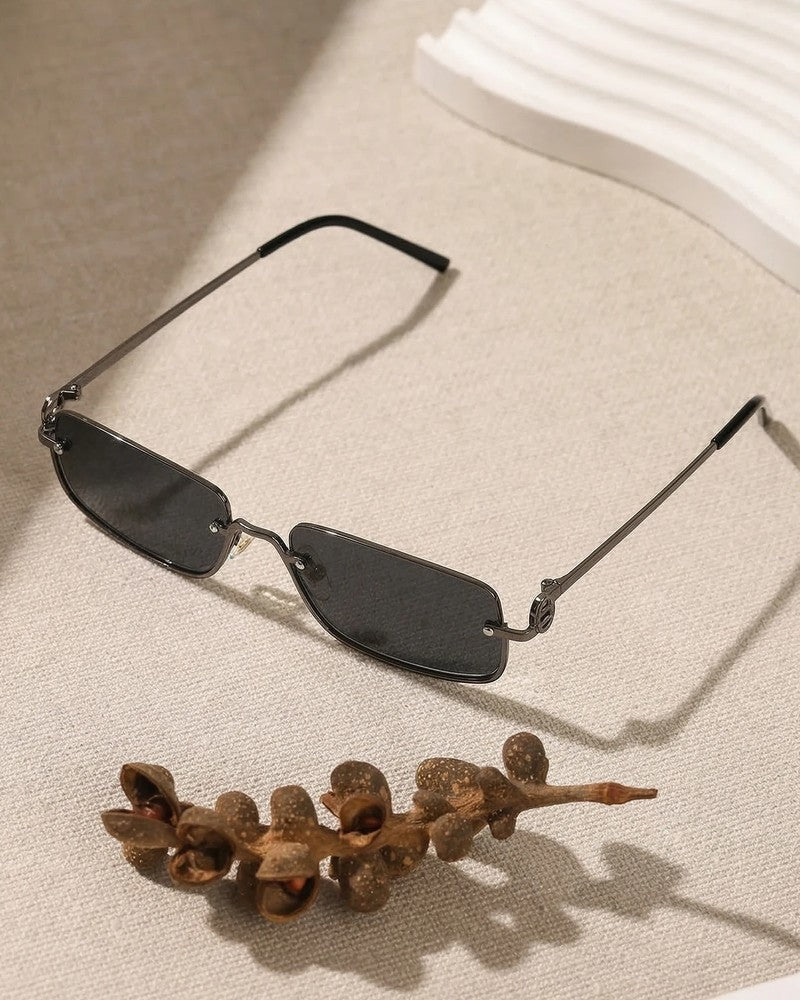 Renzo Rectangular Metal Frame Sunglasses