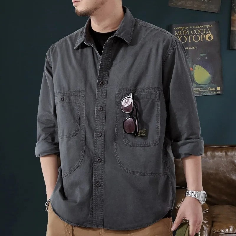 Renzo Relaxed Button-Up Utility Shirt Jacket