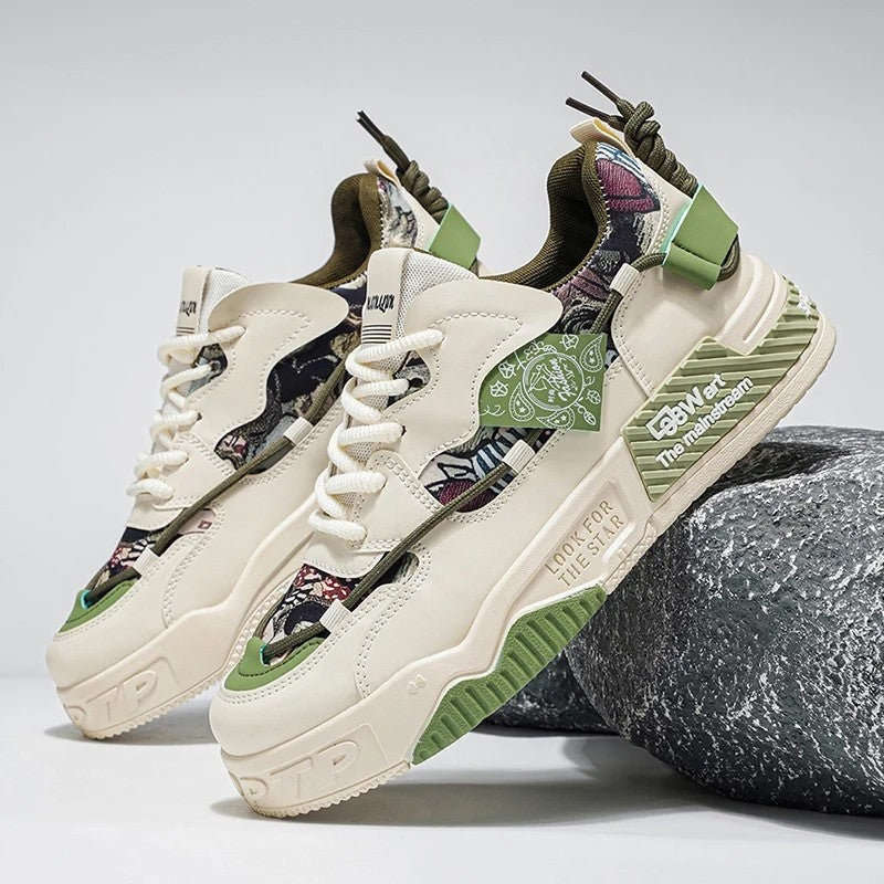 Rivaro Mixed Pattern Chunky Sole Sneakers