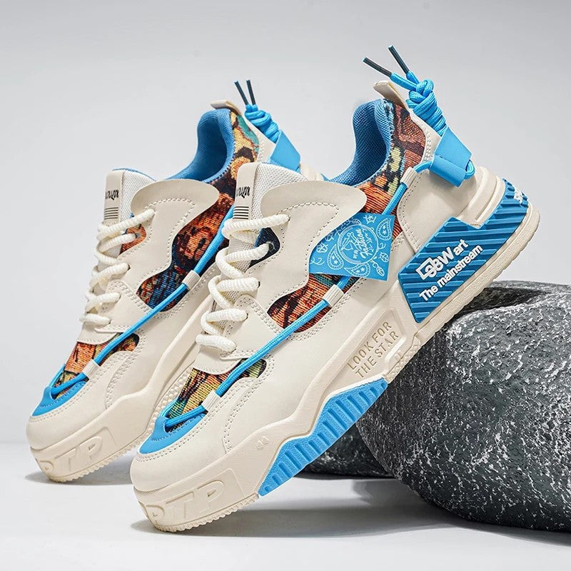 Rivaro Mixed Pattern Chunky Sole Sneakers