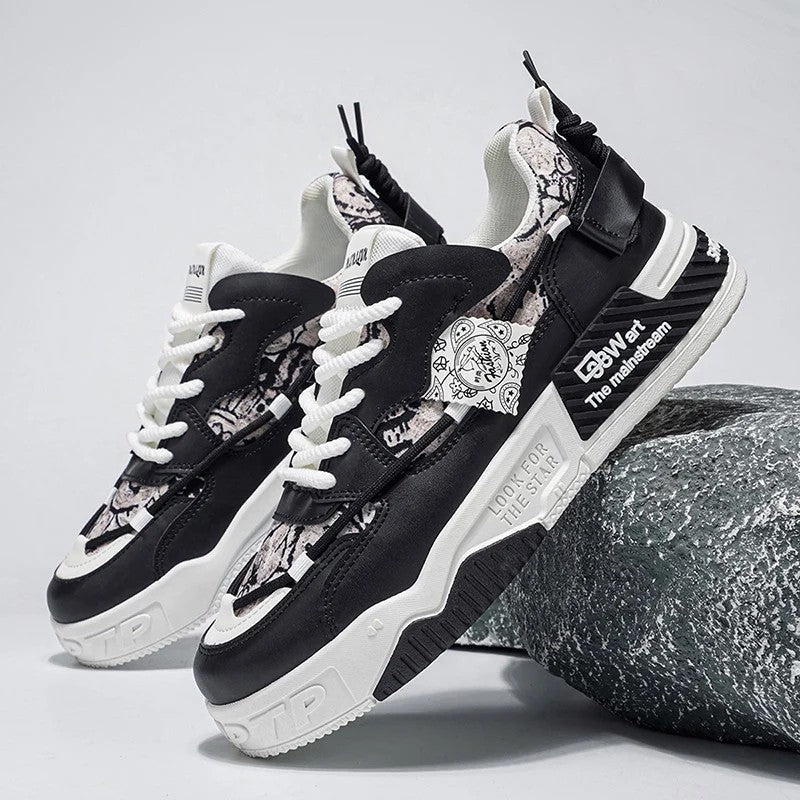 Rivaro Mixed Pattern Chunky Sole Sneakers