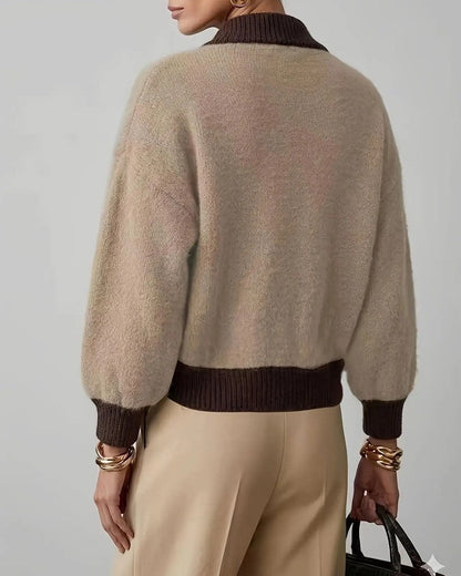 Rosa Relaxed Contrast Zip Collar Sweater