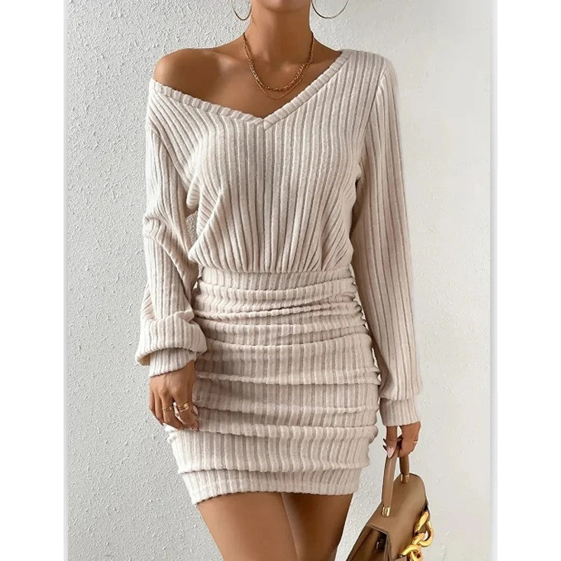 Rosalind Ribbed Knit Off-Shoulder Mini Dress