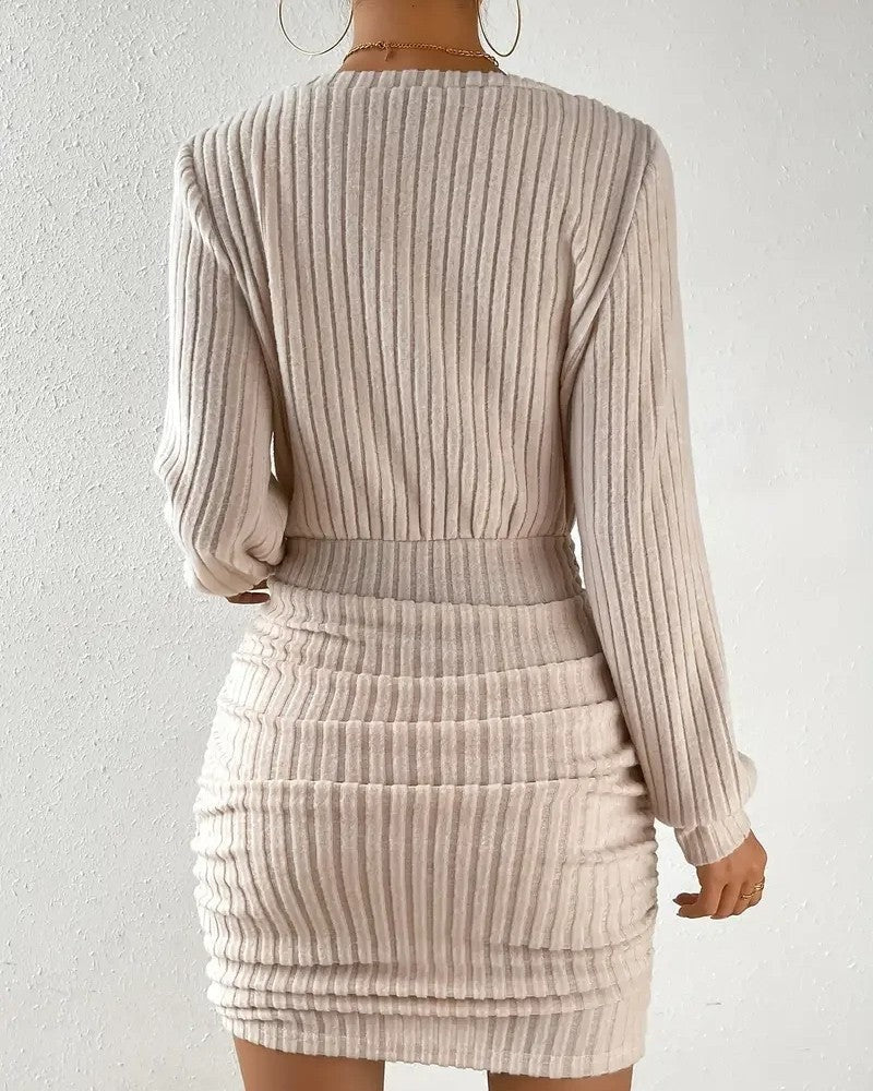 Rosalind Ribbed Knit Off-Shoulder Mini Dress