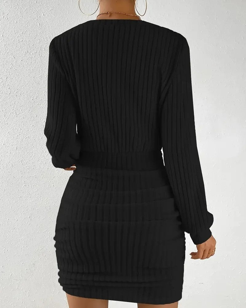 Rosalind Ribbed Knit Off-Shoulder Mini Dress