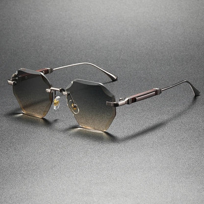 Rovien Geometric Rimless Gradient Sunglasses