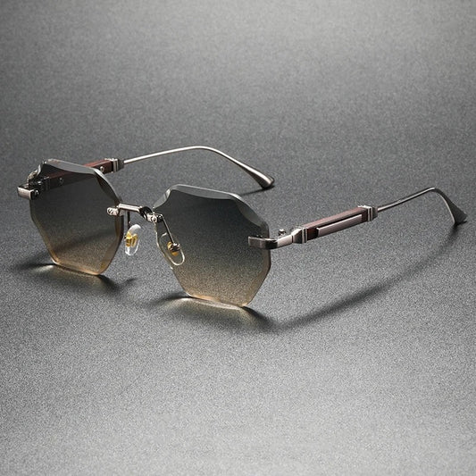 Rovien Geometric Rimless Gradient Sunglasses