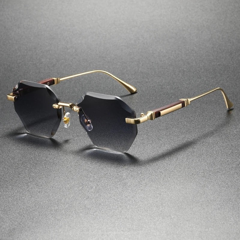 Rovien Geometric Rimless Gradient Sunglasses