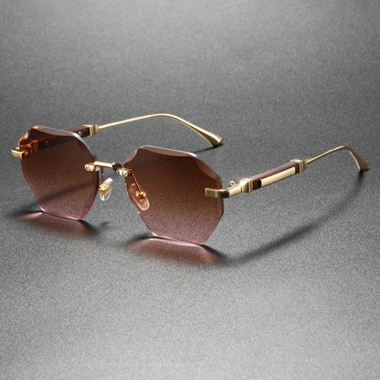 Rovien Geometric Rimless Gradient Sunglasses