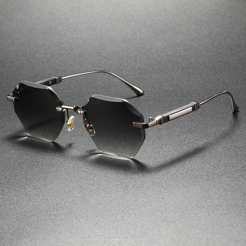 Rovien Geometric Rimless Gradient Sunglasses