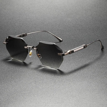 Rovien Geometric Rimless Gradient Sunglasses
