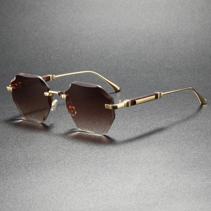 Rovien Geometric Rimless Gradient Sunglasses