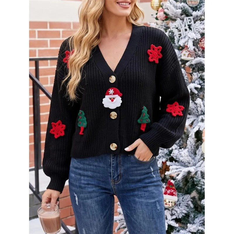 Ruth Festive Knit Button-Up Cardigan