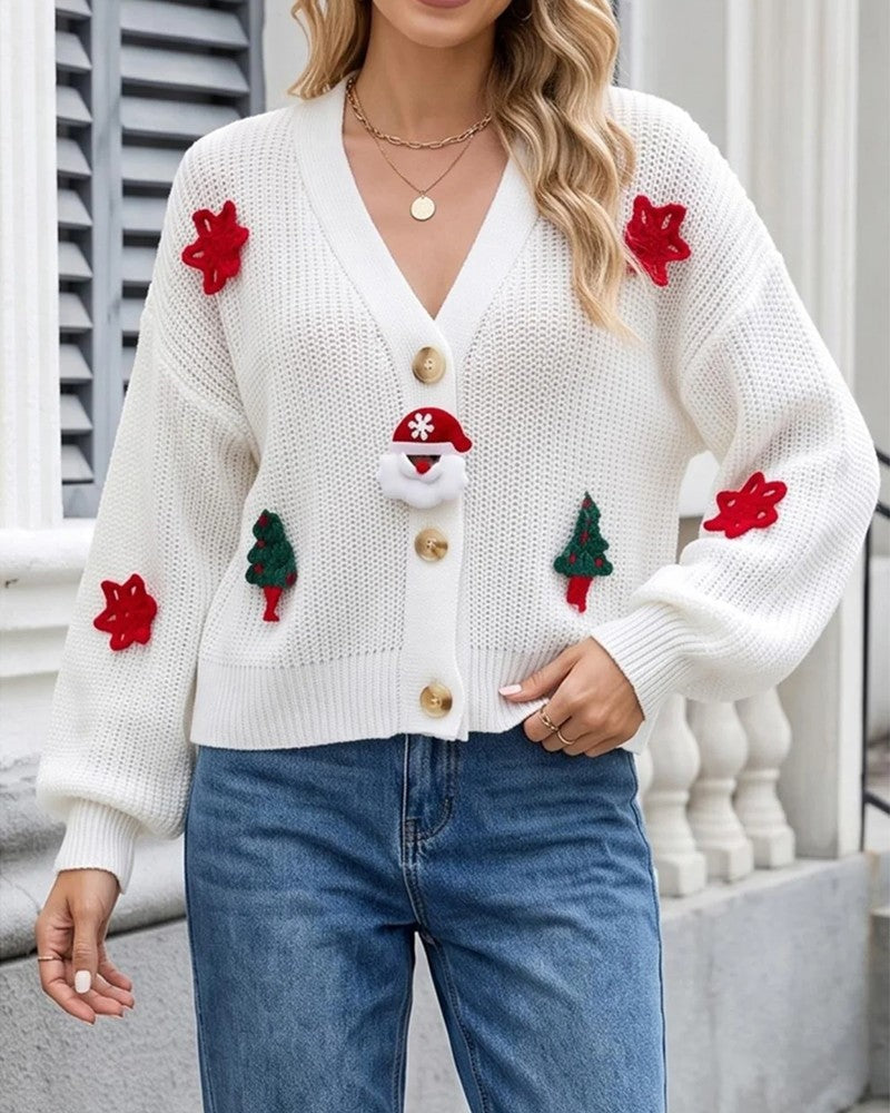 Ruth Festive Knit Button-Up Cardigan