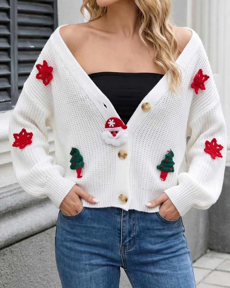 Ruth Festive Knit Button-Up Cardigan