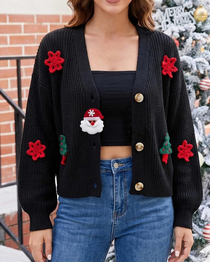 Ruth Festive Knit Button-Up Cardigan