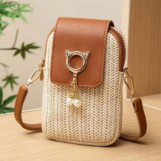Sarona Woven Straw Crossbody Bag