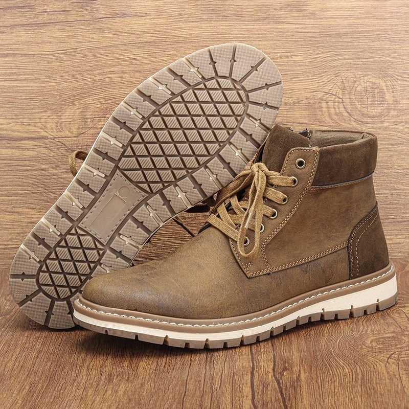 Sebastian Rugged Side-Zip Leather Boots